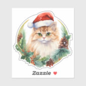 Sticker Aquarelle Cuisine Chat Fruits Holly Et Cône De Pin (Feuille)