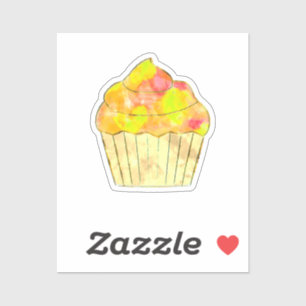 Sticker Aquarelle Cupcake Peinture