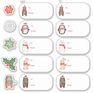 Sticker Aquarelle Cute Enfants 15pc À partir de Noël Cadea