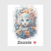 Sticker Aquarelle Cute Florale Chat Splash (Feuille)
