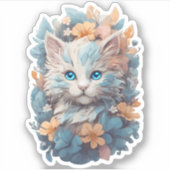 Sticker Aquarelle Cute Florale Chat Splash (Devant)