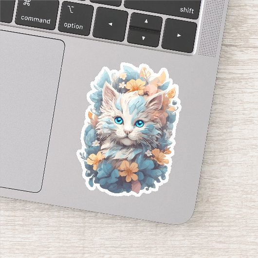 Sticker Aquarelle Cute Florale Chat Splash (Détail)