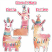 Sticker Aquarelle Cute Lama Cinco de Mayo (Devant)