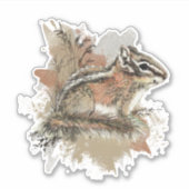 Sticker Aquarelle Cute Little Chipmunk Animal Wildlife (Devant)