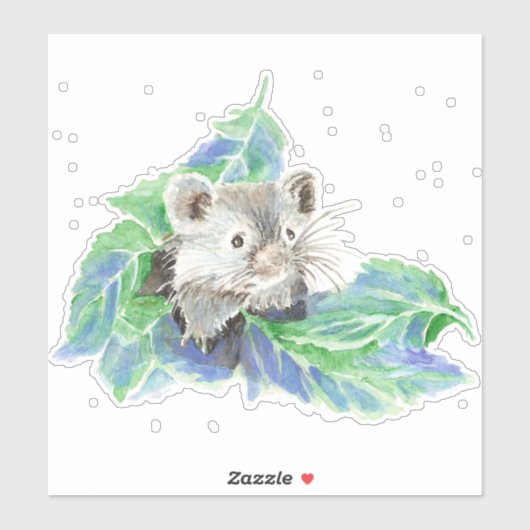 Sticker Aquarelle Cute Petit Hamster Animaux animaux de co (Feuille)
