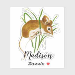 Sticker Aquarelle Cute Petite Souris Animal Nom personnali