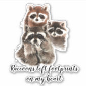 Sticker Aquarelle Cute Raccoon Citation Animal Nom Personn (Devant)