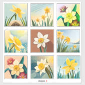 Sticker Aquarelle Daffodique fleurs Scrapbook (Feuille)