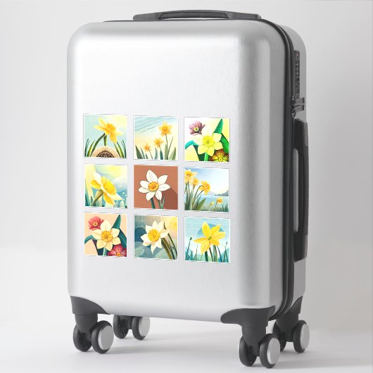 Sticker Aquarelle Daffodique fleurs Scrapbook (Sur valise)