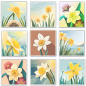 Sticker Aquarelle Daffodique fleurs Scrapbook (Devant)