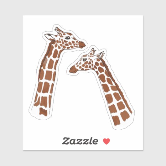 Sticker Aquarelle d'animal des Giraffes sympa (Feuille)