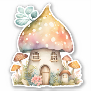 Sticker Aquarelle de champignons enchantés