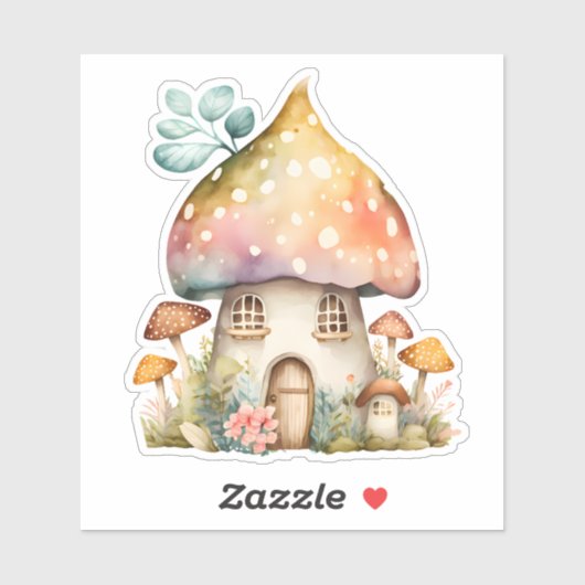 Sticker Aquarelle de champignons enchantés (Feuille)