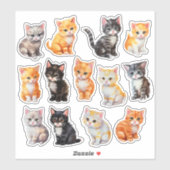 Sticker Aquarelle de chat de la papeterie (Feuille)
