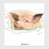 Sticker Aquarelle de ferme Pièce d'art animal (Feuille)