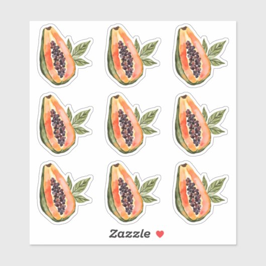 Sticker Aquarelle de fruits de papaye (Feuille)
