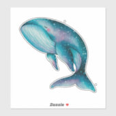 Sticker Aquarelle de grande baleine bleue (Feuille)