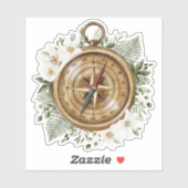 Sticker Aquarelle de la boussole (Feuille)