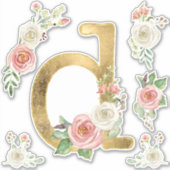 Sticker Aquarelle de la feuille de fleurs rose rose rose c (Devant)