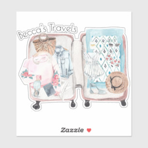 Sticker Aquarelle de la valise Travel Adventure