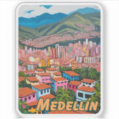 Sticker Aquarelle de Medellin Colombie (Devant)