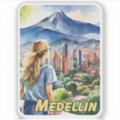 Sticker Aquarelle de Medellin Colombie (Devant)