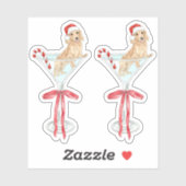 Sticker Aquarelle de Noël Mar Weenie Dachshund Chien (Feuille)