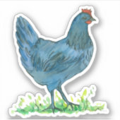 Sticker Aquarelle de poulet bleu Hen Contour de vinyle (Devant)