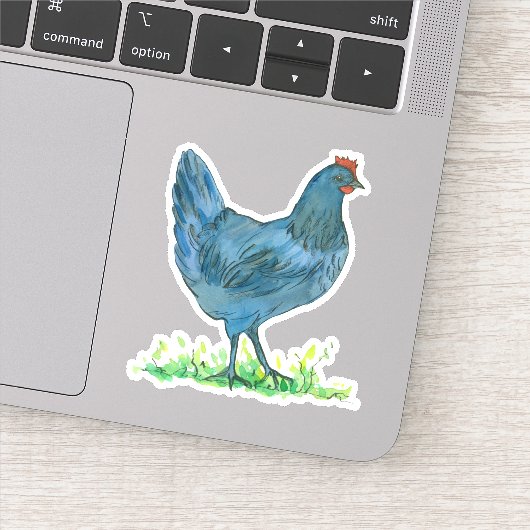 Sticker Aquarelle de poulet bleu Hen Contour de vinyle (Détail)