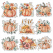 Sticker Aquarelle de récolte d'or Citrouille & Floral (Devant)