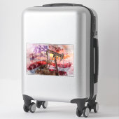 Sticker Aquarelle de silhouette de valet avec drapeau amér (Sur valise)