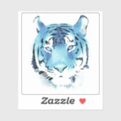 Sticker Aquarelle de tête de tigre bleu (Feuille)