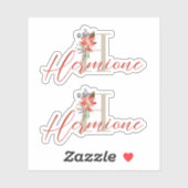 Sticker Aquarelle de vacances Poinsettia Monogramme et nom (Feuille)