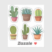 Sticker Aquarelle Désert Cactus, Cactus cactus succulent (Feuille)