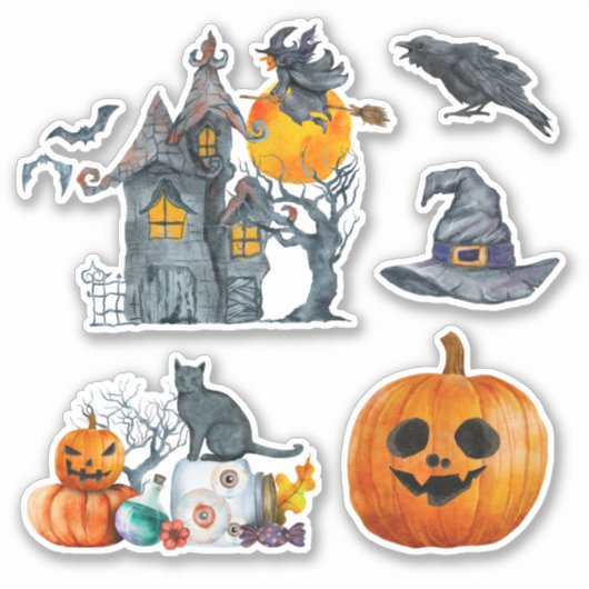 Sticker Aquarelle dessinée à la main sur le thème d'Hallow (Devant)
