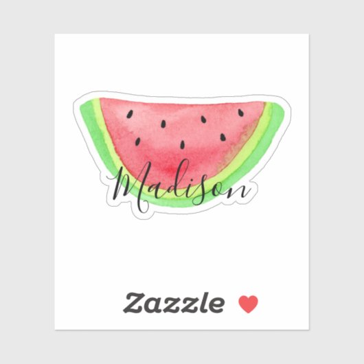 Sticker Aquarelle d'été Nom de tranche de pastèque (Feuille)