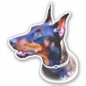 Sticker Aquarelle Doberman Pinscher (Devant)