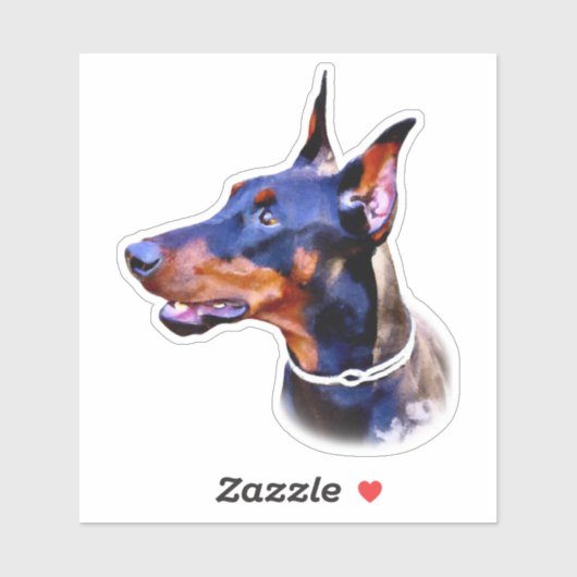Sticker Aquarelle Doberman Pinscher (Feuille)