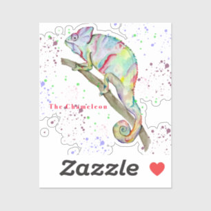 Sticker Aquarelle drôle caméléon