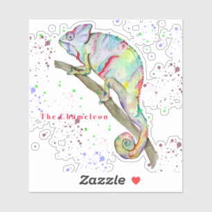Sticker Aquarelle drôle caméléon