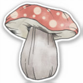Sticker Aquarelle du champignon mou Illustration rouge (Recto)