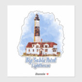 Sticker Aquarelle du phare de Big Sable Point - Michigan (Feuille)