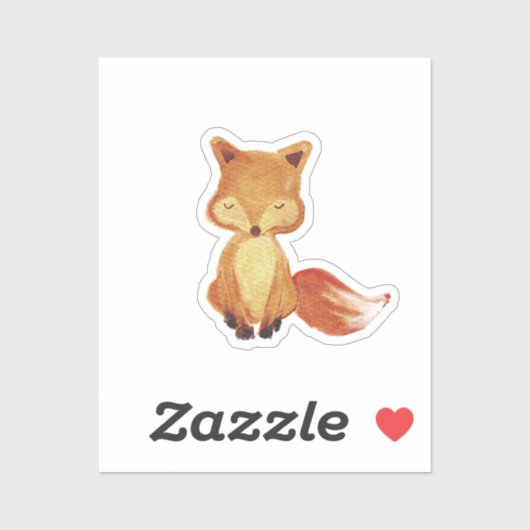 Sticker Aquarelle du renard boisé (Feuille)