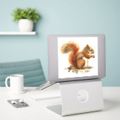 Sticker Aquarelle Écureuil rouge Animal Nature Art (Ordinateur portable sur le bureau)