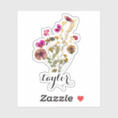 Sticker Aquarelle élégante Florales Nom personnalisé Stick (Feuille)