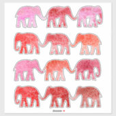 Sticker Aquarelle Eléphants Pachyderm (Feuille)