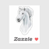 Sticker Aquarelle esthétique Cheval blanc Arabe (Feuille)