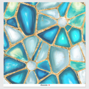 Sticker Aquarelle et cellules d'or - océan