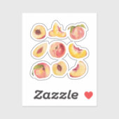 Sticker Aquarelle Et Colorés Fraîches De Pêche, (Feuille)