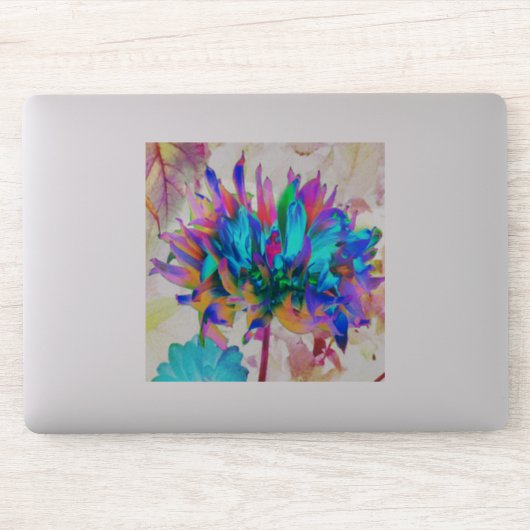 Sticker Aquarelle étonnante Rainbow Cactus Dahlia (Ordinateur)